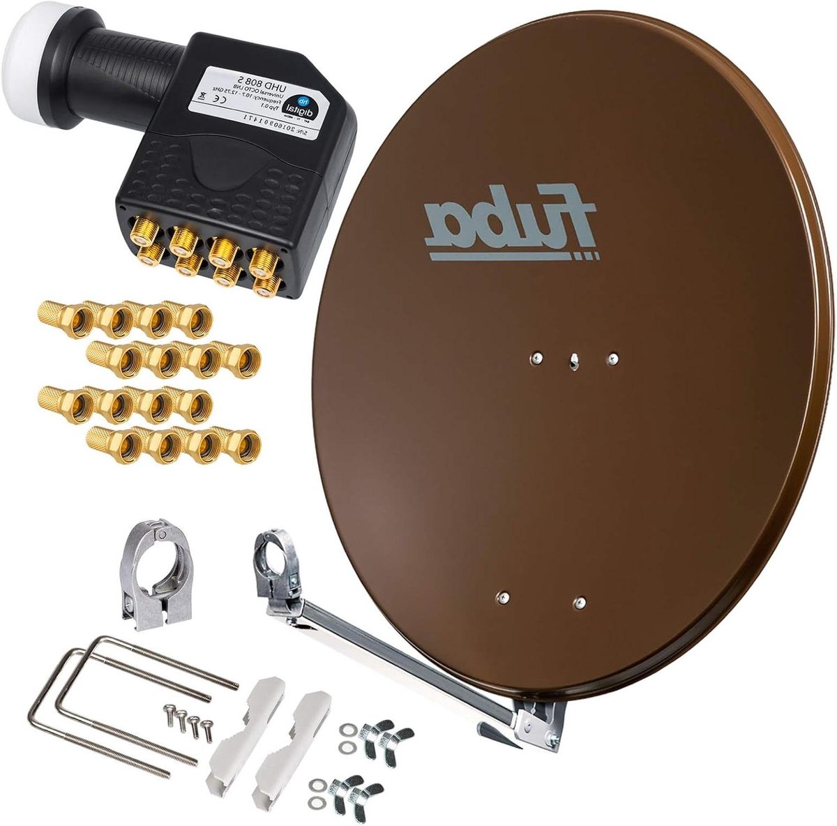 Satellietschotel Set - Schotel Antenne - Ontvangen Televisie Signaal - Aluminium Schotel - 80 cm - Bruin