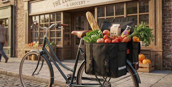 Rieba® Dubbele Fietstas 42 Liter - Electrische fiets - Stadsfiets - Reflectoren - Rood - Waterdicht - Tarpaulin - Universele Bevestiging van Rieba — afbeelding 5