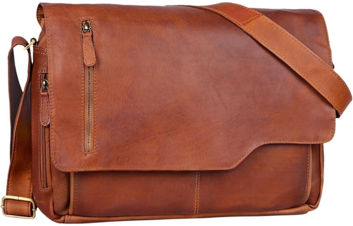 Leren Laptoptas - Laptoptas - Leren Tas - Luxe Leren Laptoptas - Werktas - Schoudertas - Business Tas - Leren Business Tas - 15,6 inch - Bruin - van Imperatoris