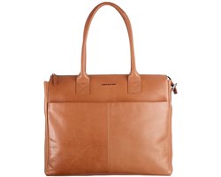 GREENBURRY Leren business tas laptoptas met laptopvak Fiorentina Business Shopper Tan bruine