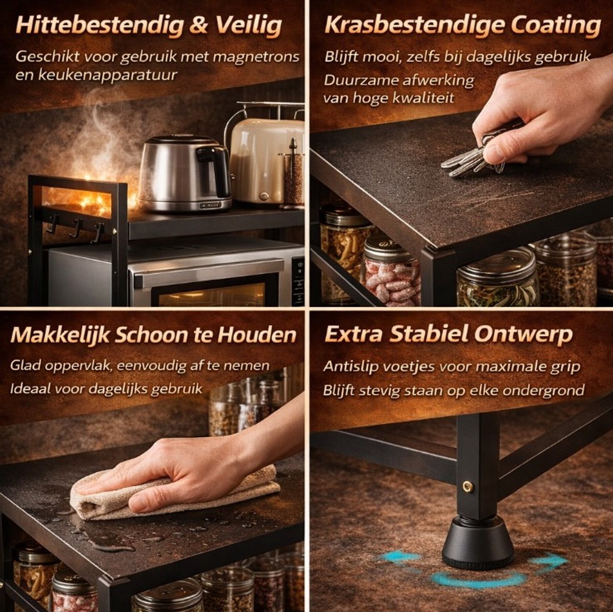 MeubelsvanJoep magnetron rek - magnetronkast - keuken organizers - uitschuifbaar 40-65 cm - kruidenrek - NIET ophangbaar - aanrecht organiser - bureau organizer - keuken opbergrek - keukenrek staand - keukenrek - magnetronrek — afbeelding 5