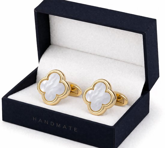 Boutons de manchette Clover - Boutons de Boutons de manchette de Luxe en nacre - Mother de manchette Clover en nacre - Or