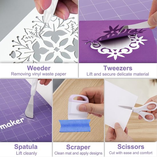 Zghncslong Accessoiresbundel voor Cricut Machine Maker, 42 stuks alles-in-één gereedschapskit compatibel voor Cricut Machine, Cricut Maker wieden Tool, Kleurpotlood, Snijmat, schraper, liniaal — afbeelding 5