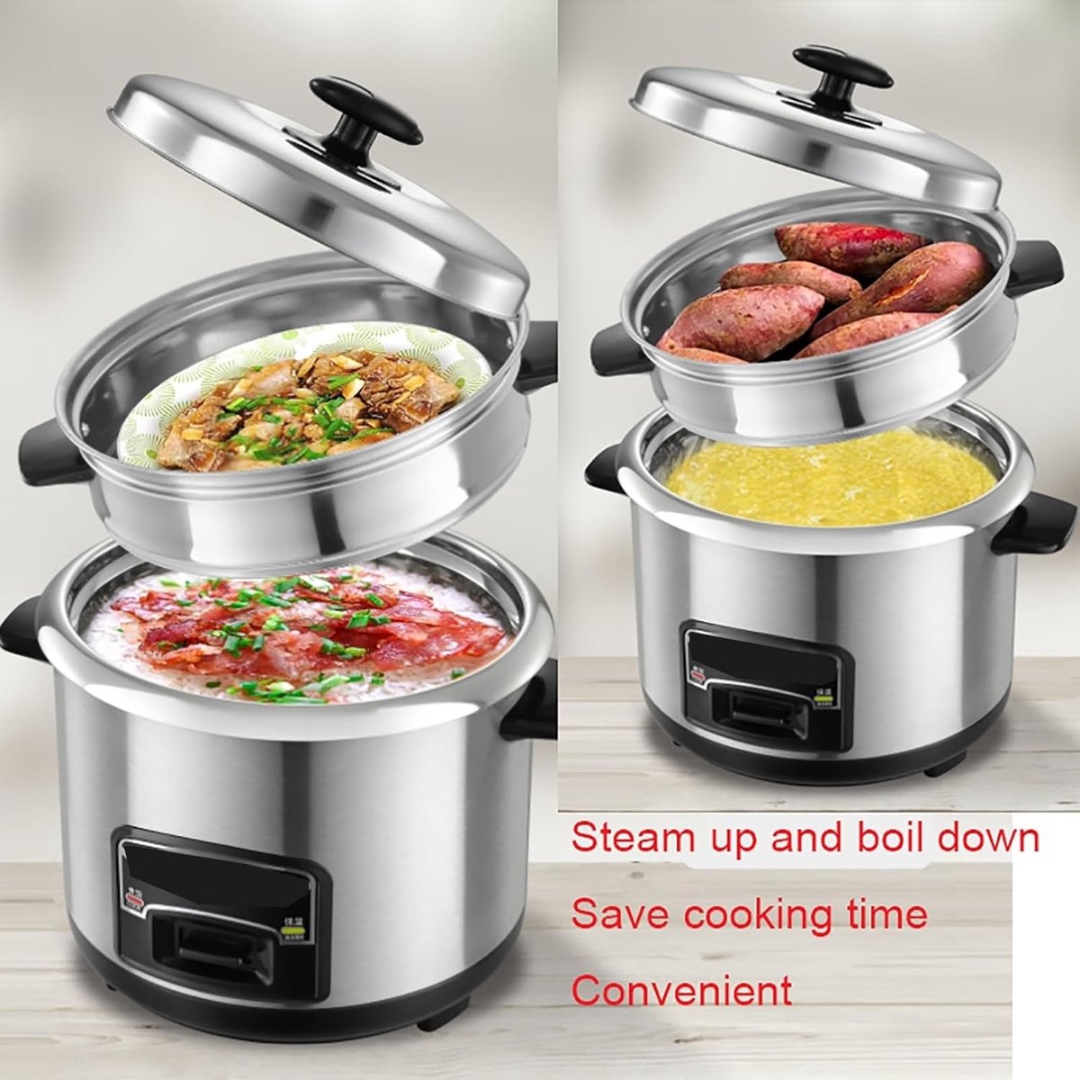 Rice cooker (2-6 l) multifunctional rice cooker – cutlery, intelligent heat storage, inner lining made of stainless steel 304, for 1-11 people (size 3L) thumbnail 3