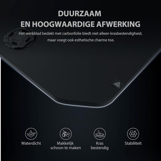 Gaming Bureau - PC Tafel Werkplek - Productief Werken Gamers - Met Accessoires Houder - 120x60 cm - Zwart — afbeelding 3