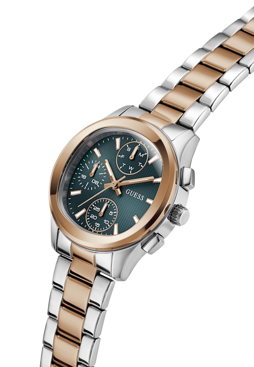 Guess Birdie Quartz Analoog Horloge Silved Tone En Roségoud Kast: 100% Roestvrij Staal | Armband: 100% Roestvrij Staal 36 mm GW1031L2, GW1031L3, GW1031L4, GW1031L5, GW1031L6