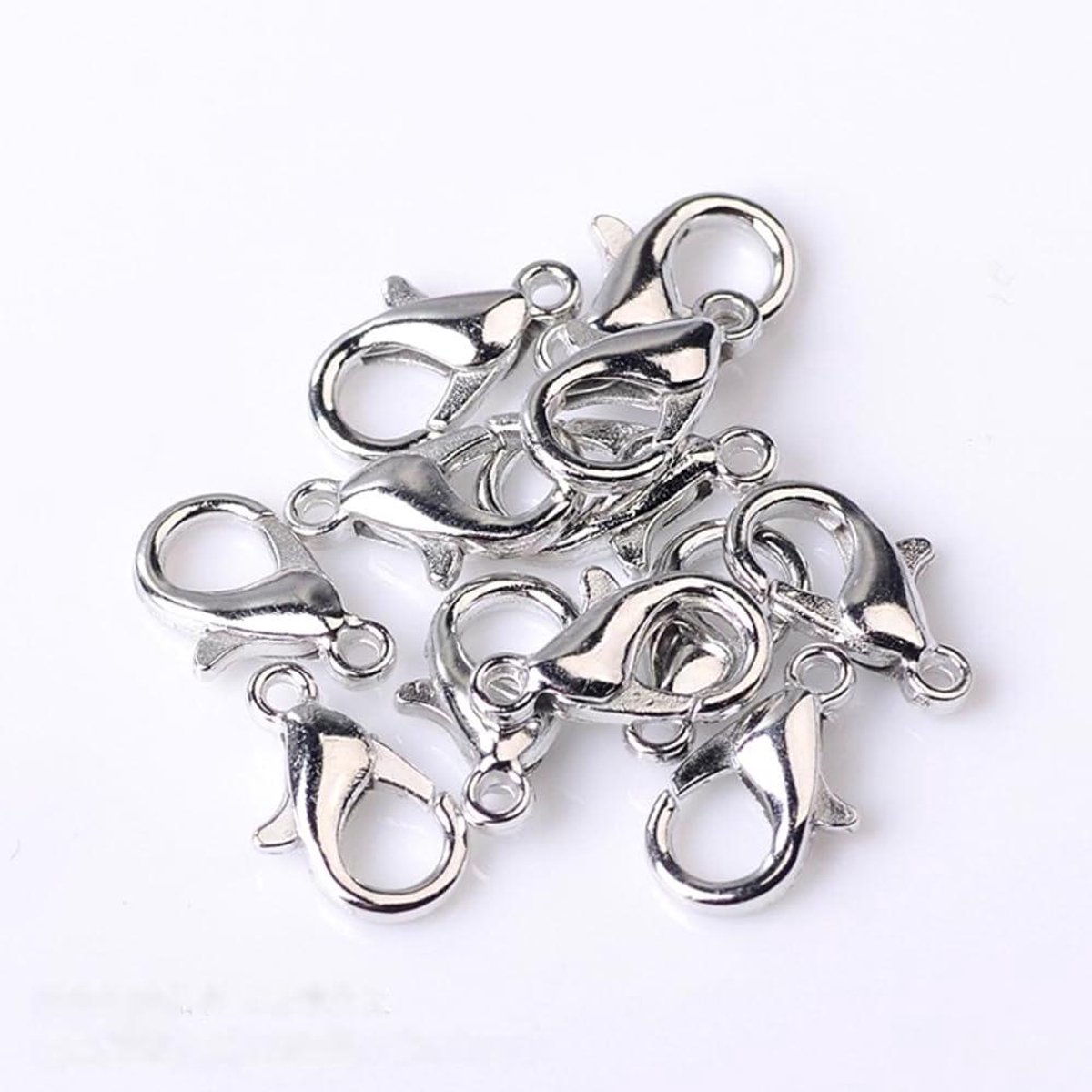 Sleutelhanger Haken - Karabijnsluitingen Clips - Sieraden Maken - Glad Glanzend Oppervlak - 12 mm - Platina Wit