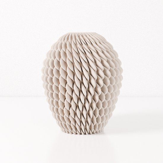 Fleuriek vaas CHLOE - Beige H44 cm - Grote decoratieve vaas met organische vorm - Moderne vloervaas en eyecatcher voor woonkamer of hal