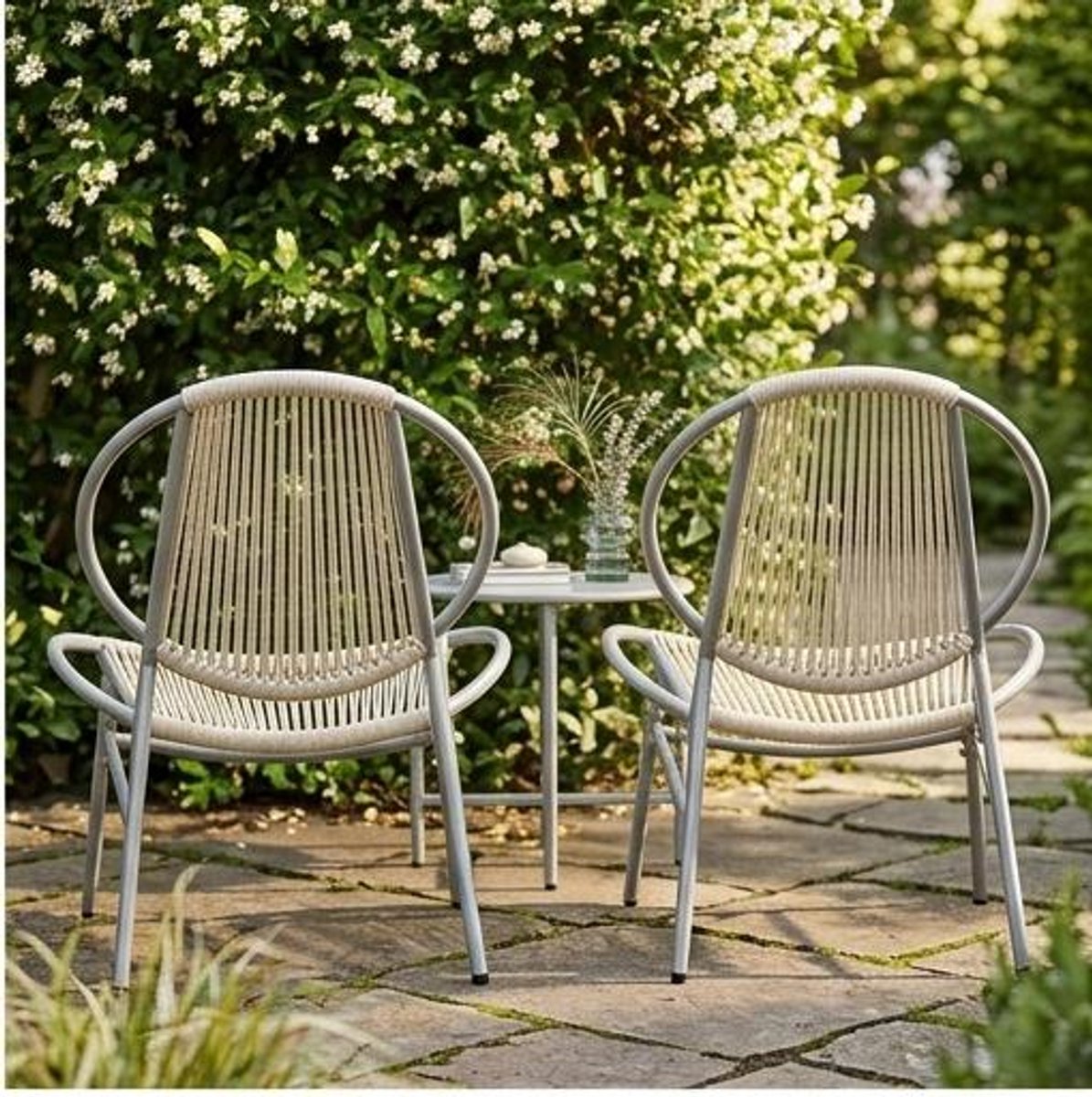 Balkonmeubelset 3-delig met Tafel en 2 Stoelen 74x60x80 cm – Duifgrijs Polyrotan Tuinset voor Balkon, Terras en Tuin – Compacte Loungeset Outdoor – Urbanhome