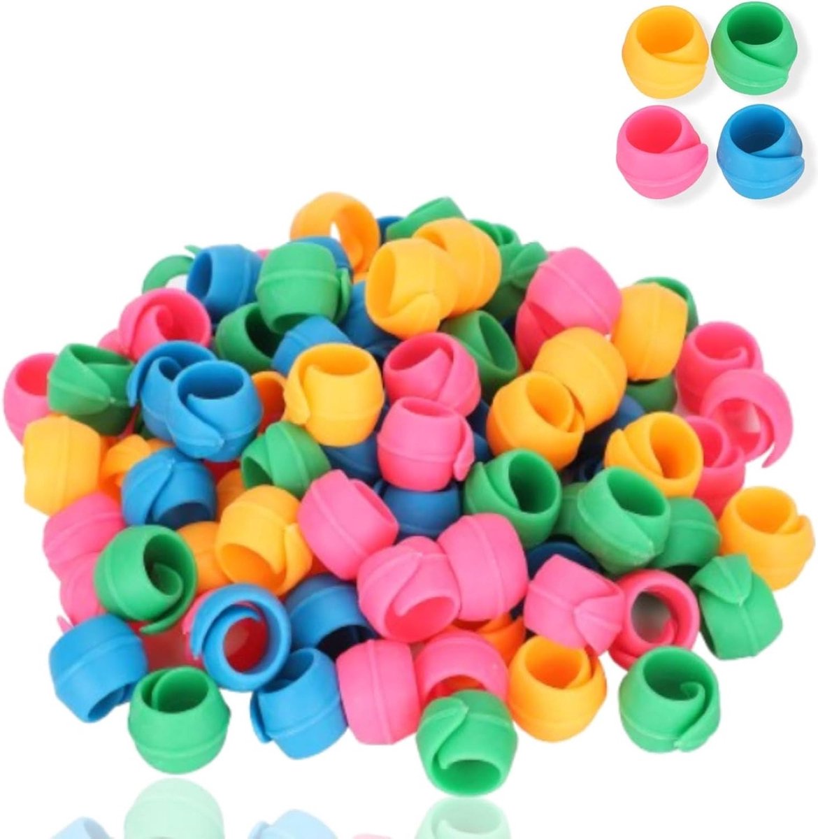 Silicone spoelhouders voor 100-delige draadspoelen, voorkomt afrollen en houdt draadstaart onder controle, ideaal voor knutselen en hobbyprojecten