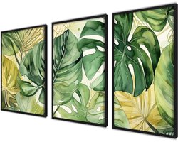 ag.art deco Poster voor Woon Decoratie 40x50 cm | Posters voor Woondecoratie voor Woonkamer en Slaapkamer | Muurposter Zonder Lijst | Set van 3 Prints (Monstera Set)