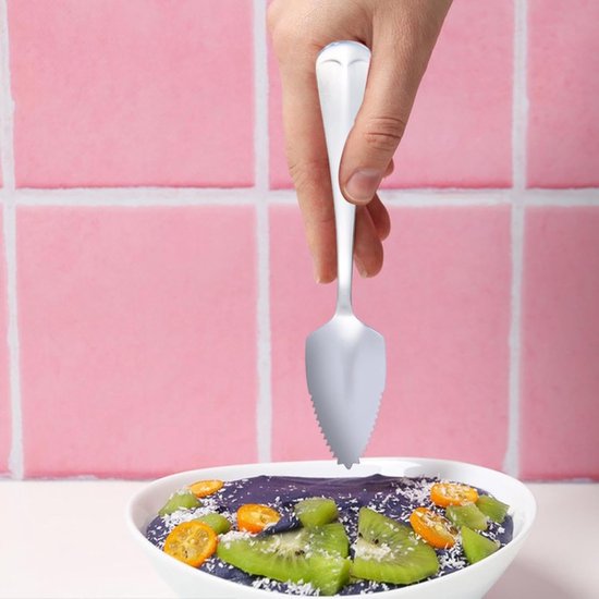 Grapefruit lepels gekarteld roestvrij staal - lange steel roestvrij staal gekartelde lepel - Modieus zilverwerk keukengereedschap voor kiwi, dessert, citrusvruchten — afbeelding 4