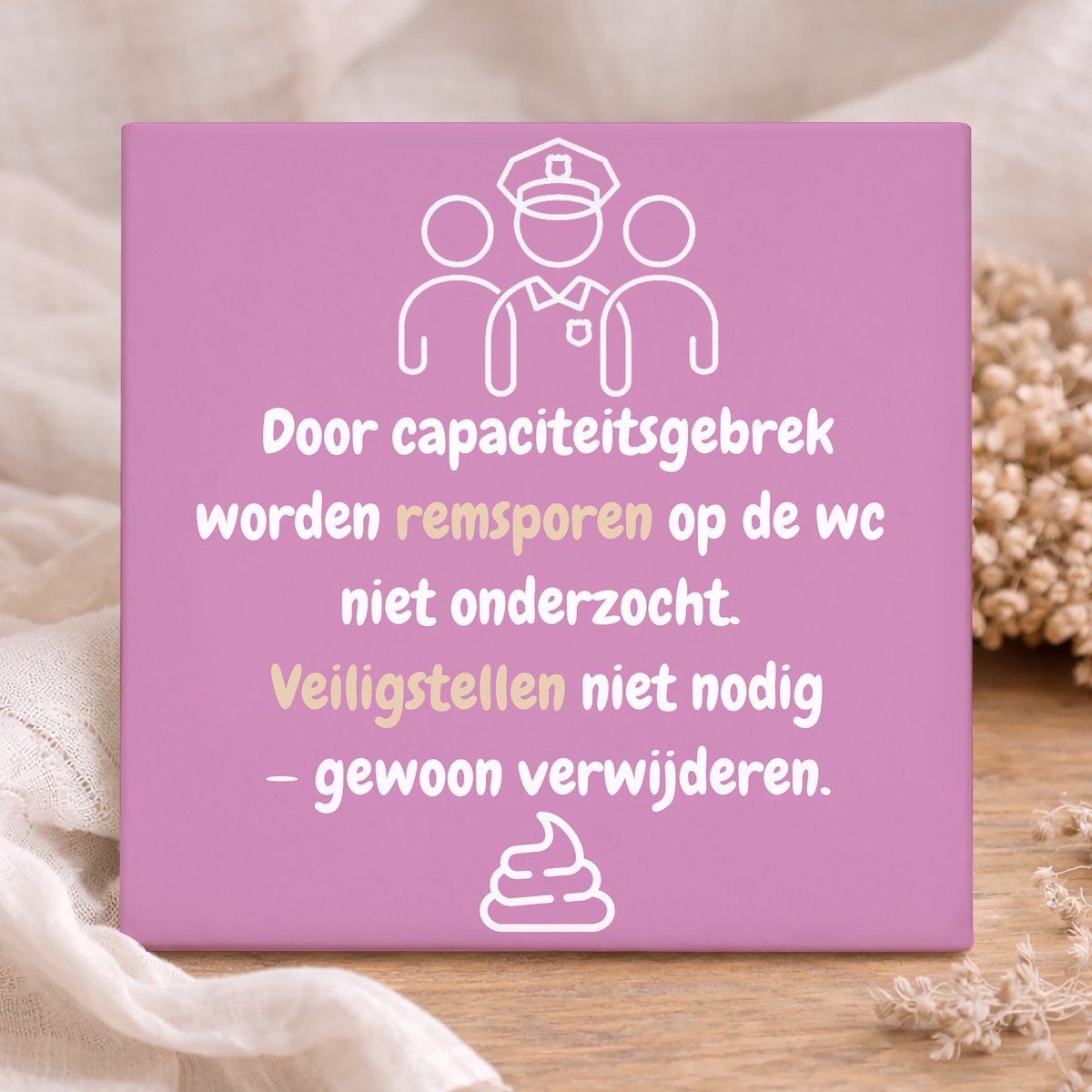 Printazzy - Tegeltje met Tekst - Remsporen Op De Wc - Toilet Humor - Muurdecoratie - Spreuken Tegeltje - Kleurrijk - Wanddecoratie - Paars