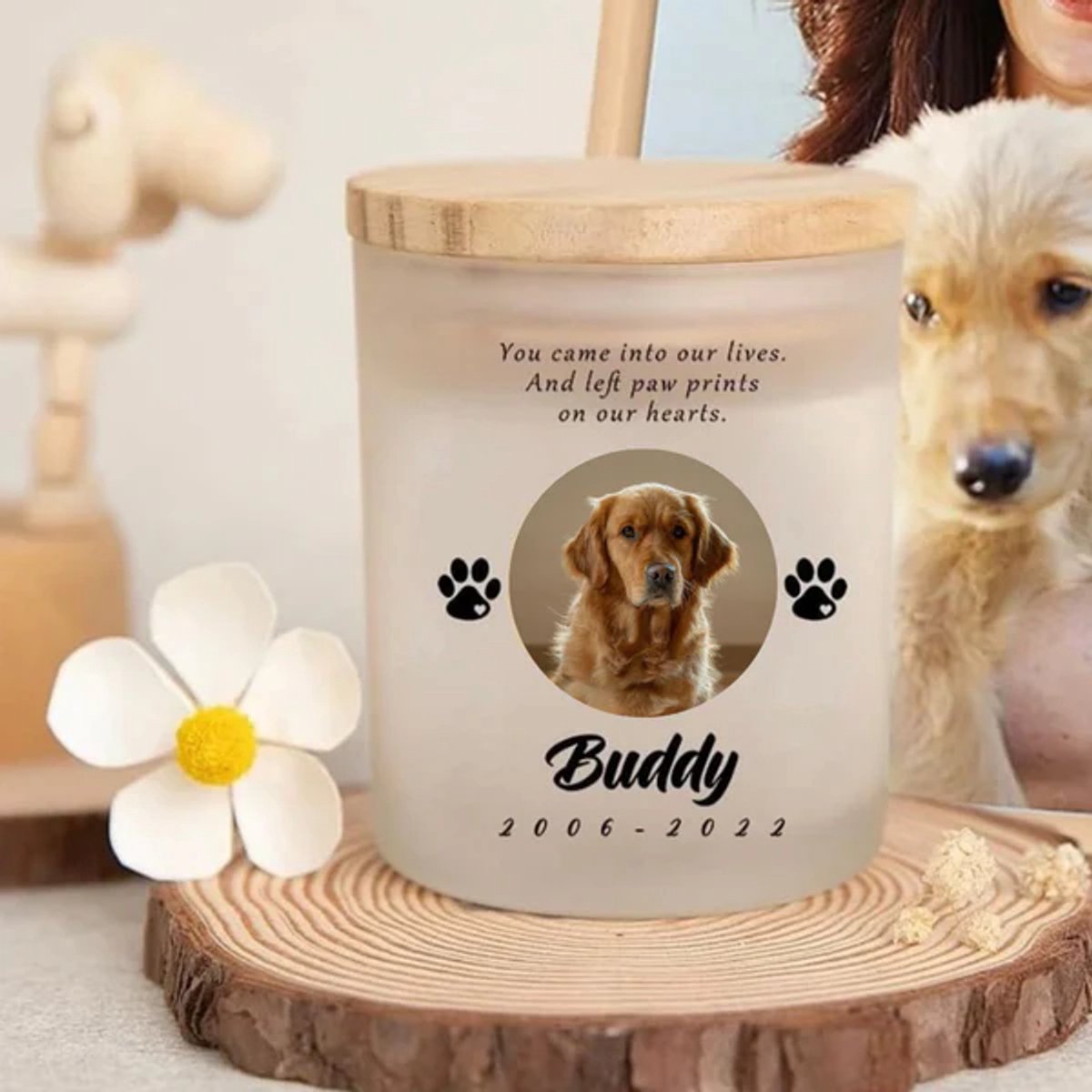 Waxinelichthouder met foto | Theelichthouder met foto | Herdenkingskaars | Herdenkingslicht huisdier | Gepersonaliseerd theelicht | Petshop Seven®