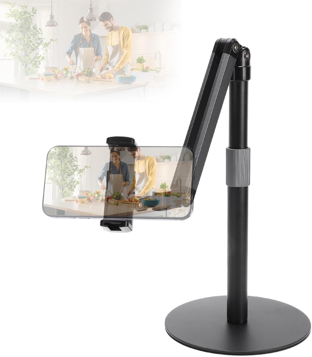 Cosensi - Phone holder - 360 graden verstelbaar - Stabiliteit - Zwart - Smartphone houder - Ideaal voor livestreaming en koken