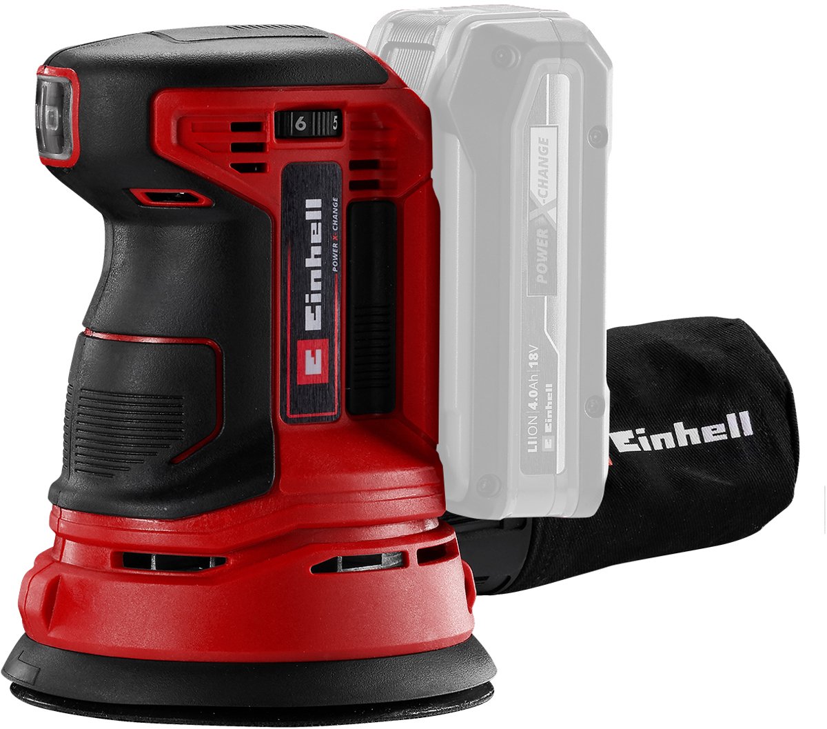 Einhell Accu Excentrische Schuurmachine TE-RS 18 Li Solo - Power X-Change - 18 V/Li-ion - Schuuroppervlak: Ø 125 mm - Incl. 1 x schuurpapier - Excl. Accu en lader