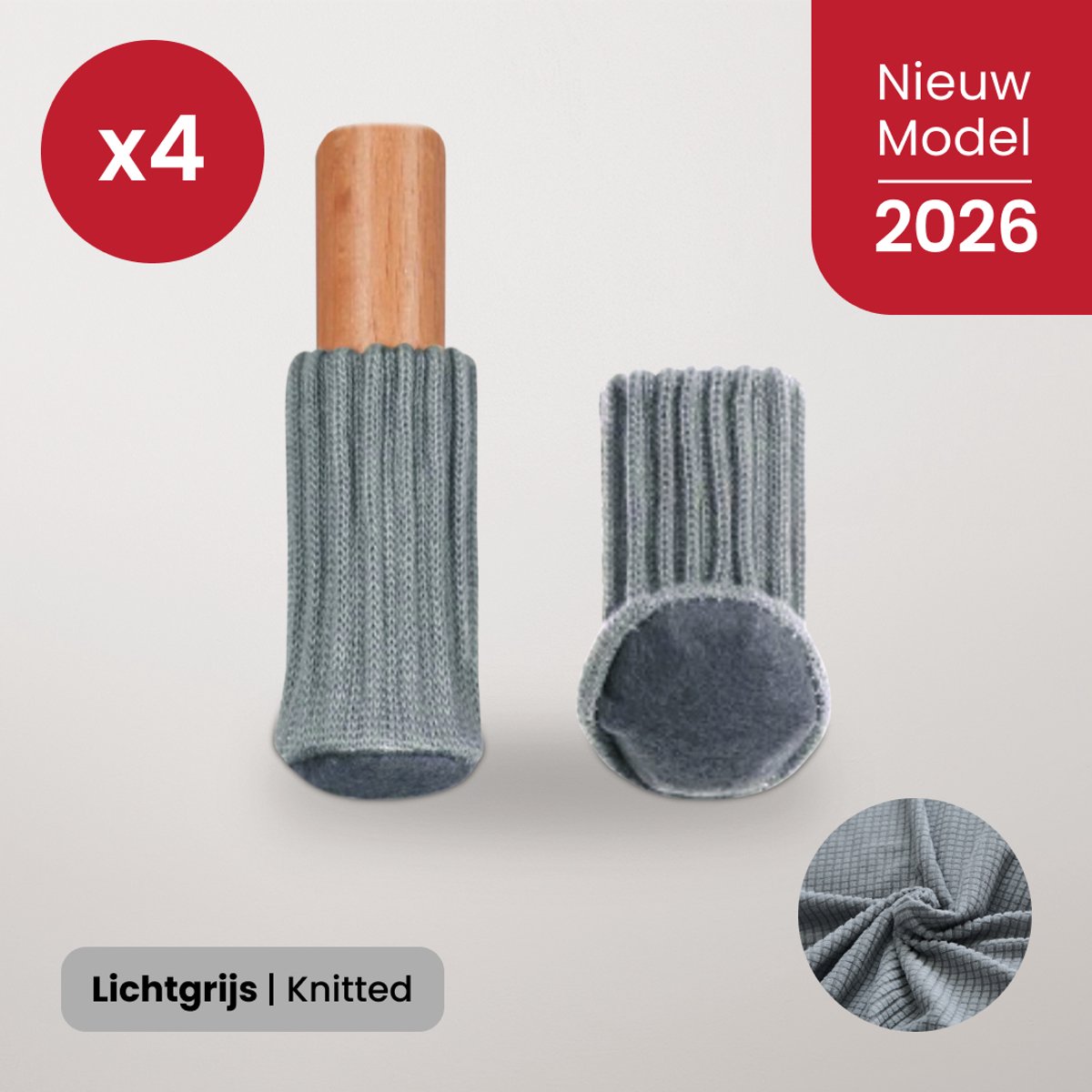 BankhoesDiscounter Stoelpoot Beschermers – Vloerbeschermers - Stoel Sokken – Stoelpoot Doppen – Vloerbeschermer - 20-60mm – Lichtgrijs – 4 Stuks
