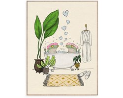 Cosensi - Dazzlewall Funny Frog Bathroom Wall Decoration - Schattige dieren poster - 30x40cm - Wanddecoratie voor badkamer - Leuke kikkers - Origin...