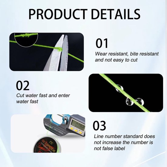 NTHProducts - Visserslijn - Braided Fishing Line - Hoge flexibiliteit - Groene kleur - Duurzaam vismateriaal - Geschikt voor roofvis - 100 m — afbeelding 3