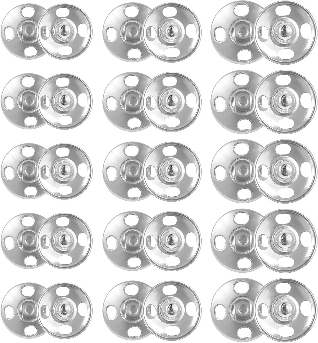 60 Sets 12/14/16mm Draagbare Drukknopen, Metaal Snap Buttons voor Kleding en Accessoires, Zilver