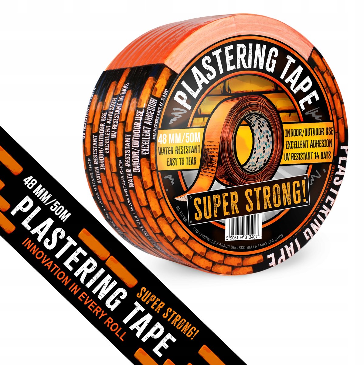 Sterke Oranje Bouwtape 48mm x 50m - UV-bestendig voor Gevels