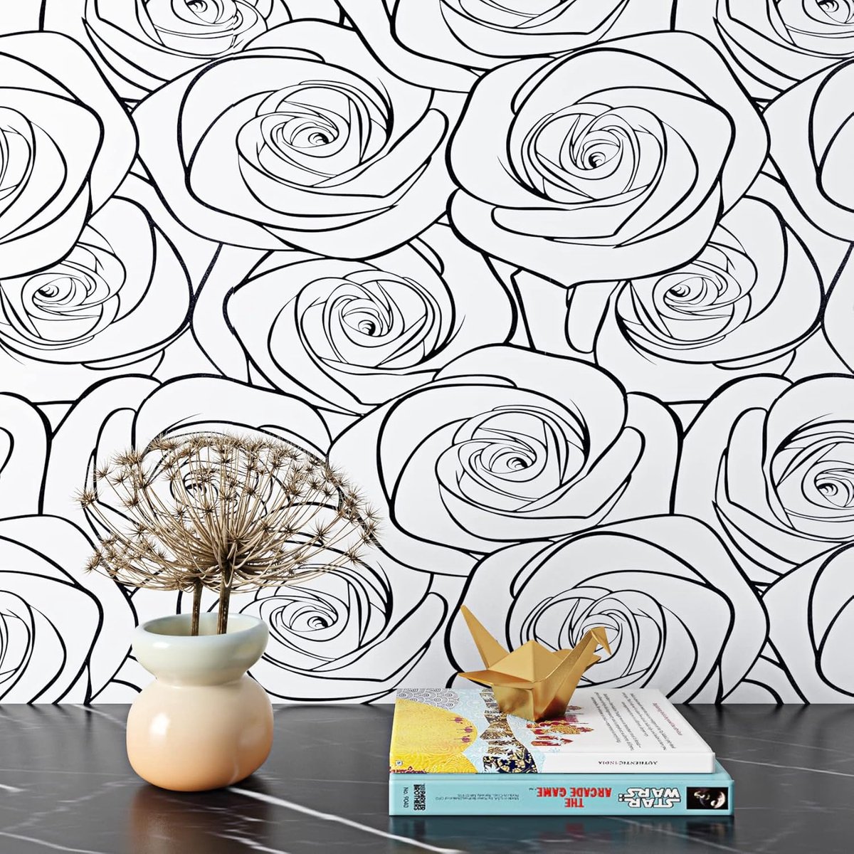 CE - Zelfklevend Bloemenbehang - 44,5cm x 3m - Waterdicht - Makkelijk te Reinigen