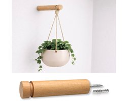 Hoya living - Plantenhaak - Beuken hout ø24mm - Plantenhanger Wandhaak - incl. Zwart S-haakje