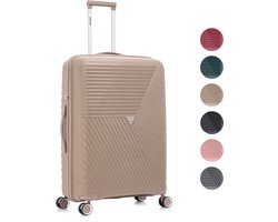 TRALEX - Voyager - Grote koffer - 97L - 76x49x29cm - Polypropyleen - Harde schaal - TSA-slot - Lichtgewicht - Flexibel - Duurzaam - Stille (rubberen) wielen - Dubbele Spinner-wielen - Mocha Brown