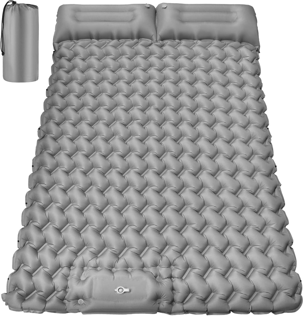 Camping Matras voor 2 Personen - Dubbel - Opvouwbaar Matras - Vouwmatras - Camping Matje - Slaapmat - Logeer Matras - Luchtmatras - Kampeer Matras - Camping Bedje - Polyester/TPU - 200 x 130 x 9 cm - Grijs - van Imperatoris