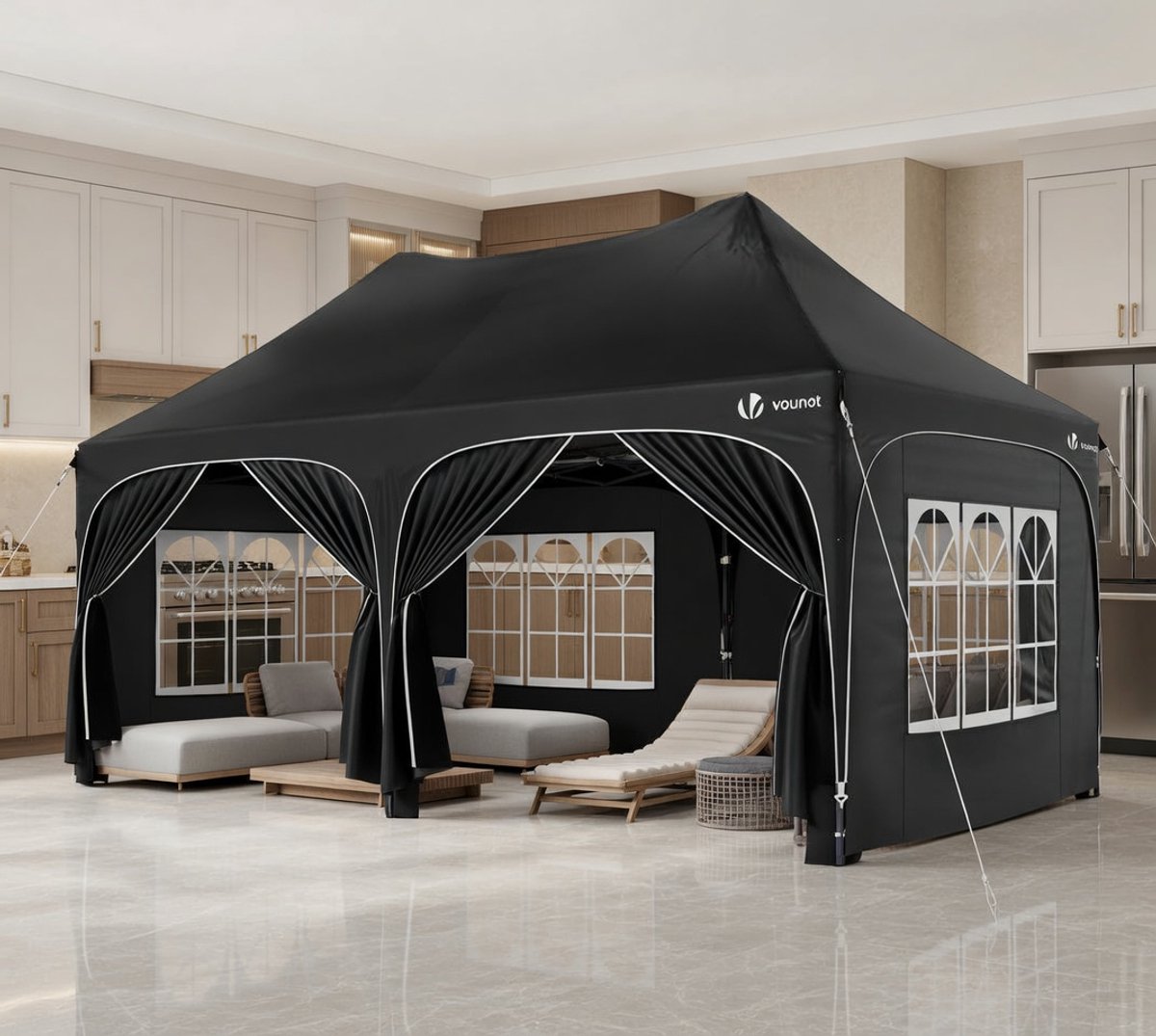 Luxe Opvouwbare Tuinpaviljoen 3x6 m met Afneembare Wanden, Waterdicht en UV-Bescherming – MedaHomeStore Outdoor Gazebo voor Tuin, Feesten, Bruiloften en Festivals – Inclusief Transporttas en Zandzakken