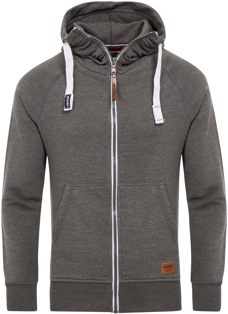 Yazubi Heren Hoodie Jacob – Regular Fit – Katoenmix Stretch – Grijs – Rits & Kap