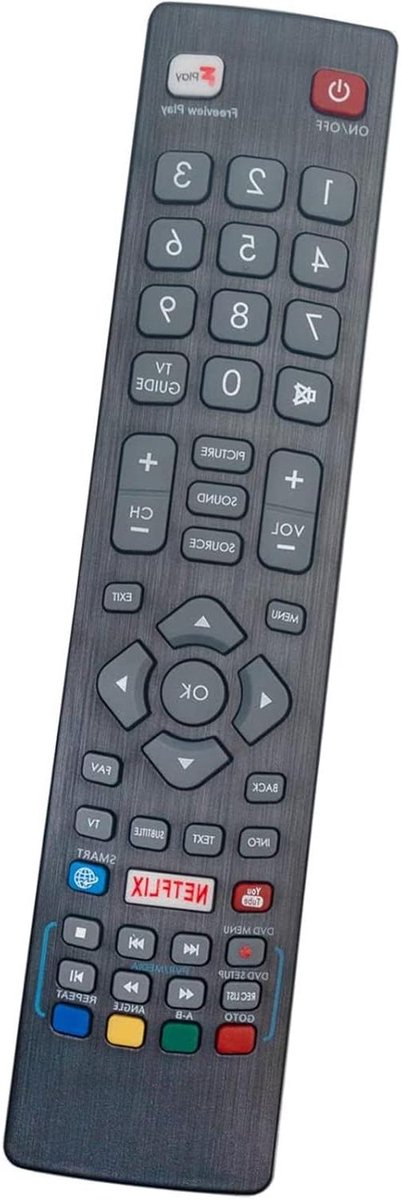 Afstandsbediening - Universele bediening - TV kijken - Directe werking geen programmering - 10 Meter bereik - Grijs