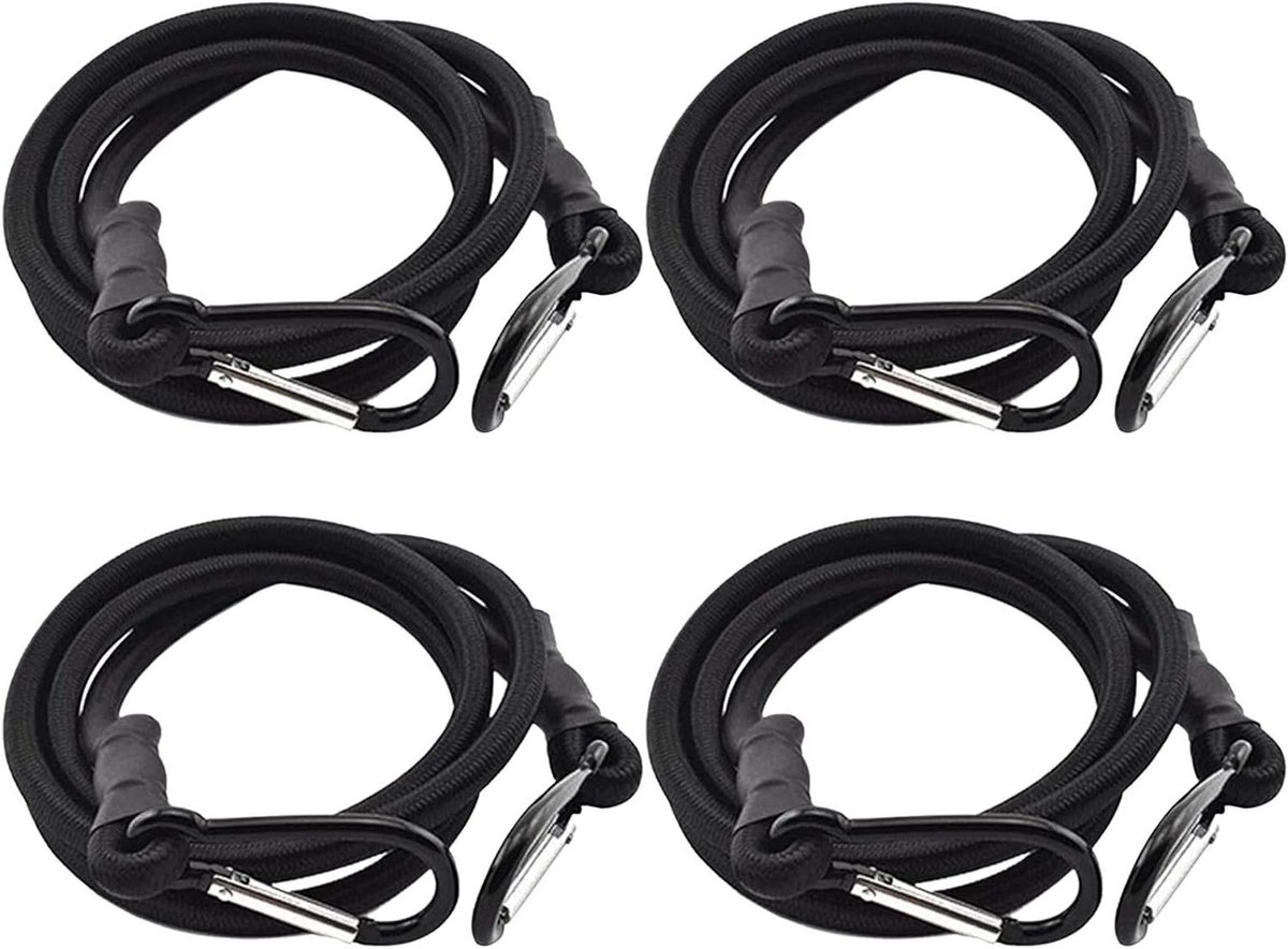 Elastische Koorden met Haken - Spanbanden Touwen - Bagage Vervoeren - Plat Ontwerp Brede Elasticiteit - 100 cm - Zwart