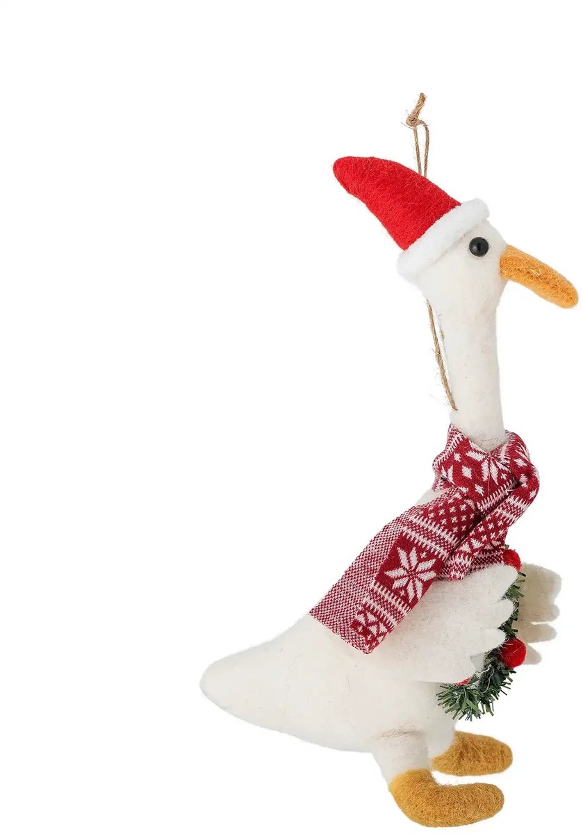 Kerstornament wol wit Arlo 22cm