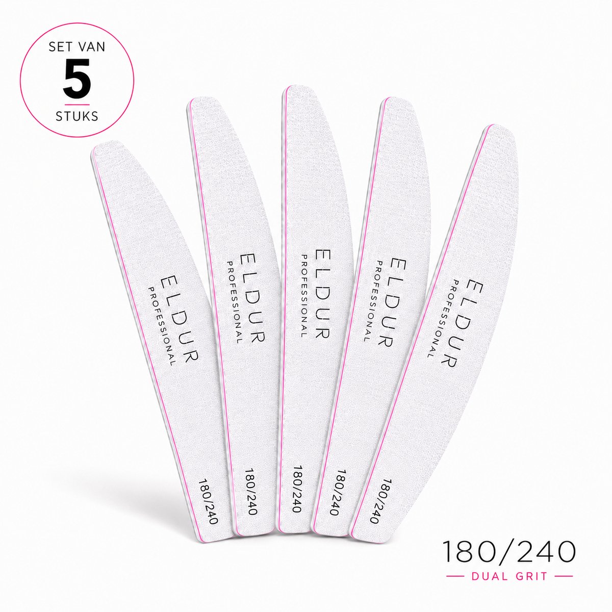 Eldur® Professionele Nagelvijl 5pcs - Moon #180/240 - Nagelverzorging - Top Kwaliteit