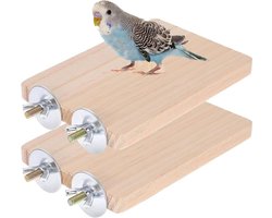 Houten Vogelplatform, 13 x 9 cm, Set van 2, Rechthoekig, Geschikt voor Papegaaien en Nymphs, Vogelaccessoires en Speelgoed