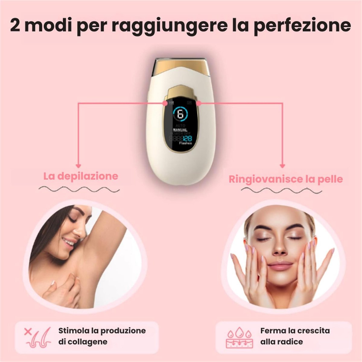 HORCONDORM S.R.L. Epilator met gepulseerd licht, 2.0 epilator, IPL 2 in 1, epilator, IPL, laser ontharing voor vrouwen, mannen, gezicht, bikini, lichaam thumbnail 2