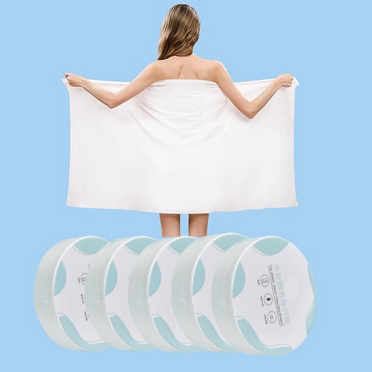 Grote Comprimeerbare Handdoektabletten - Herbruikbare Towel voor Camping, Sport en Reizen - Ideaal voor Zwemmen en Strandactiviteiten