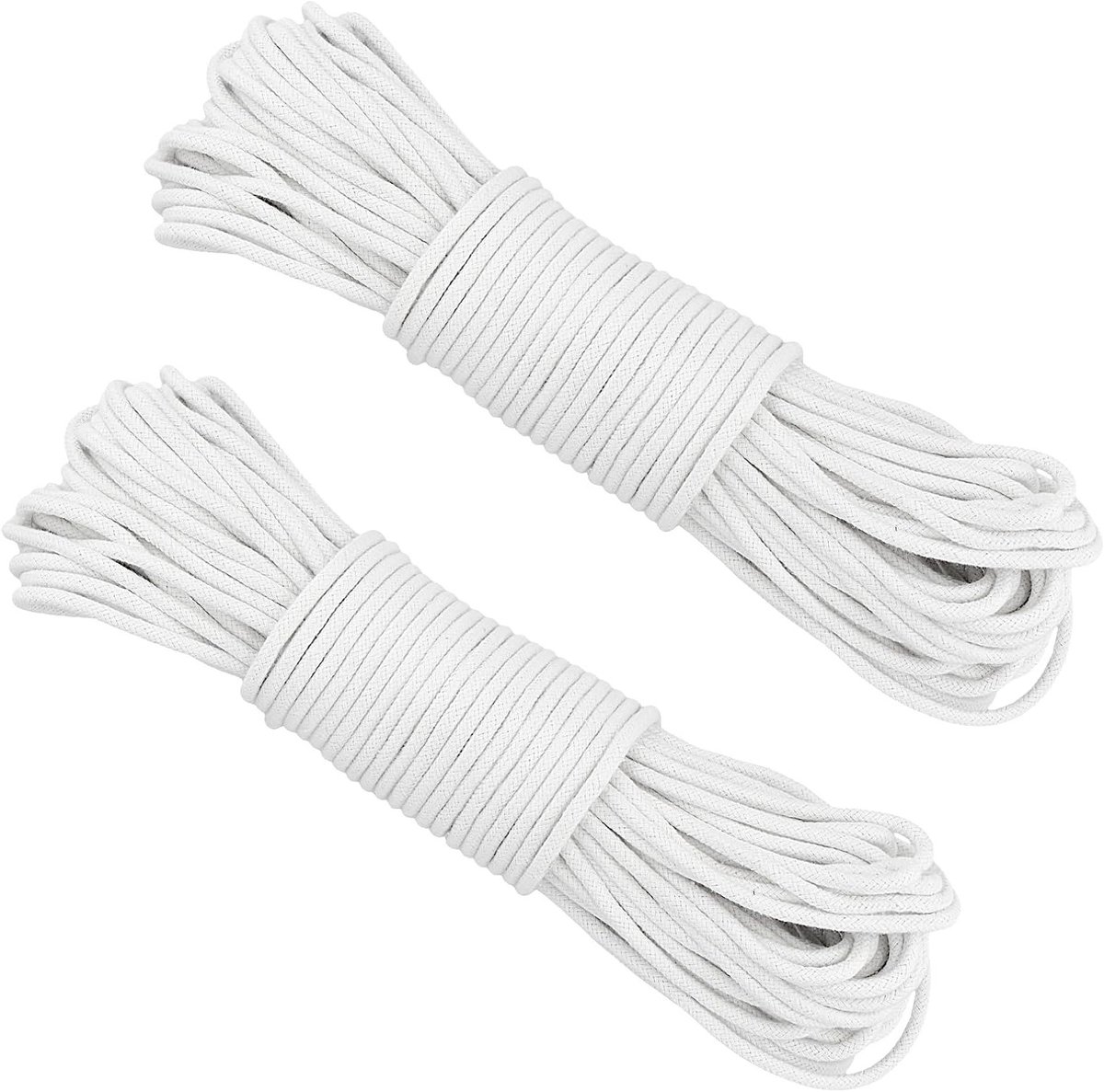 Duurzame Katoenen Waslijn van 50m x 6mm, Scheurbestendige Touw voor Buiten, Perfect voor Droogrekken, Kamperen en Creatieve Projecten met 130kg Draagvermogen