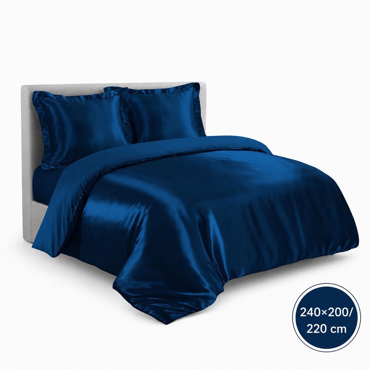 Satijnen Dekbedovertrek - Blauw - 240x200/220 - Luxe & Koel - Zacht & Ademend - Incl. Kussenslopen