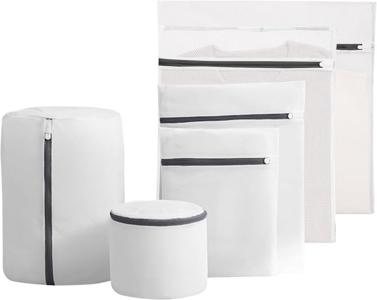 Set van 6 Herbruikbare Wasnetten met Rits voor de Wasmachine, Duurzame Mesh Waszakken voor Kleding, Ondergoed en Sokken (60x60/60x50/50x40/40x30/30x20/15)