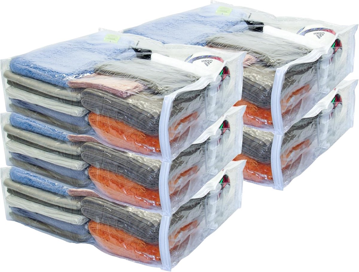 Transparante opbergzakken met rits 61x60x17 cm - 5 stuks