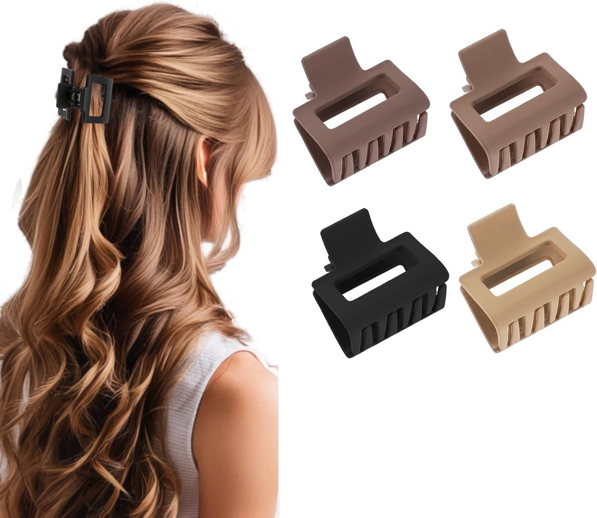 Medium haarspelden - 4 cm dubbele rijen matte haarklemmen (4 stuks, antislip)
