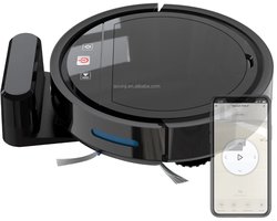 THEROB : Smart Robot stofzuiger met borstels en dweil functie in gratis Tuya en Smartlife app. (zwart)
