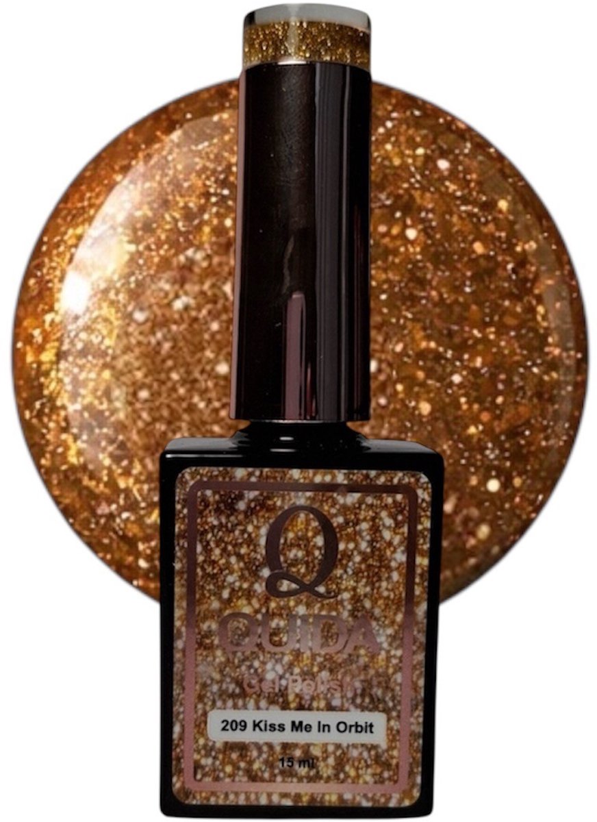 Quida Glitter Gel Polish Kiss Me In Orbit #209 – Rijke Gouden Glitter met Intense Metallic Sparkle