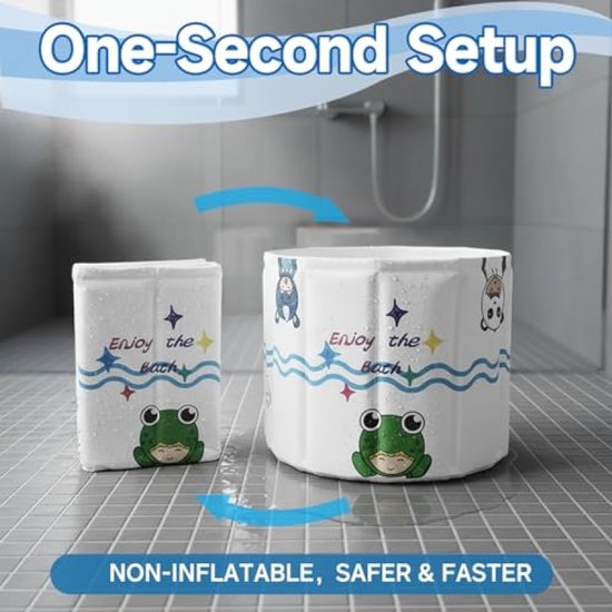 PromoHome Opvouwbaar Peuterbadje - Diepe Dompelbadkuip 40 cm Diep, 55 cm Diameter, In 1 Seconde Opgezet, Lichtgewicht (1,4 kg), Compact Opslag, voor Kinderen 12-60 Maanden, Meerkleurig van Merkloos — afbeelding 4