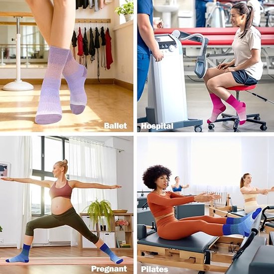 3 paar pilates- en yogasokken voor dames, maat 35-42, antislip, katoen, ademend, cadeau, lage crew-sokken voor balletbarre, fitness en dans (kleurverloop) van Merkloos — afbeelding 5