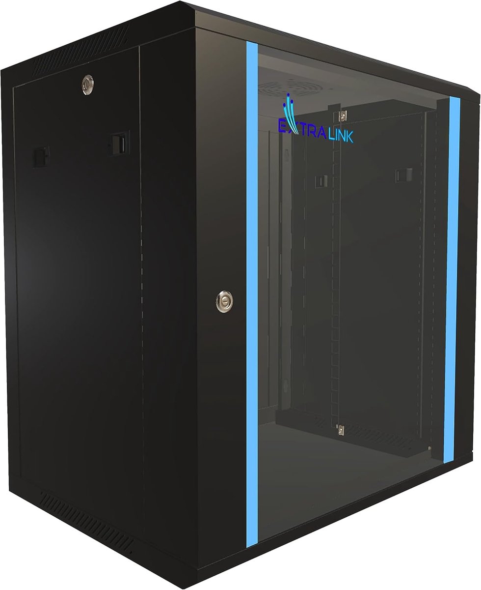 Netwerkkast 19 inch - Serverkast Rekkast - Apparatuur Organiseren - Zelfmonteerbaar Frame - 12 HE 600x450 - Zwart