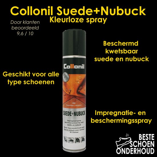 Collonil Suede+Nubuck spray, kleurloos. Aanbevolen door klanten. Voor alle schoenen.