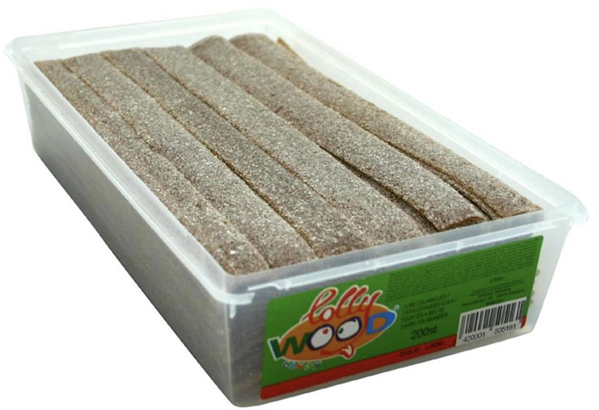 Lollywood Zure Cola matjes Snoep - 1,7kg - Bruin - Zuur - cola bruine matjes +- 200 stuks